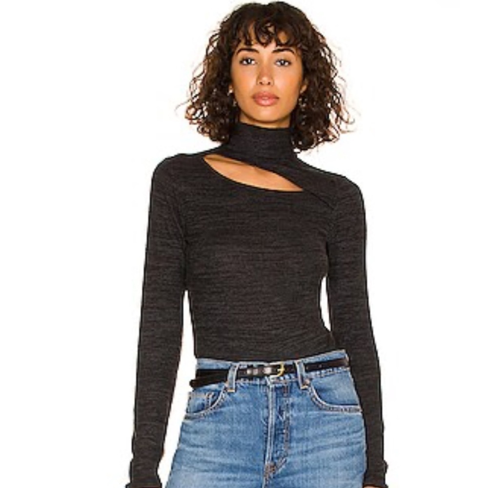 NWT Revolve n:Philanthropy Cambria Long sleeve Bodysuit Charcoal Cut Out Small